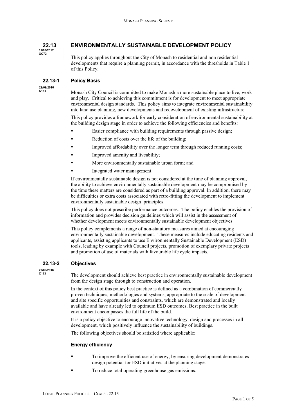 Monashplanning Scheme