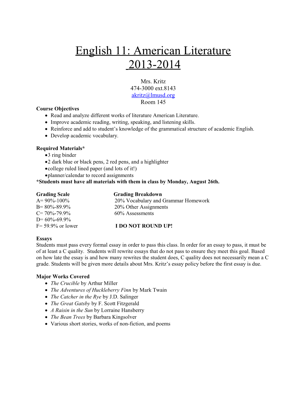 Read and Analyze Different Works of Literature American Literature