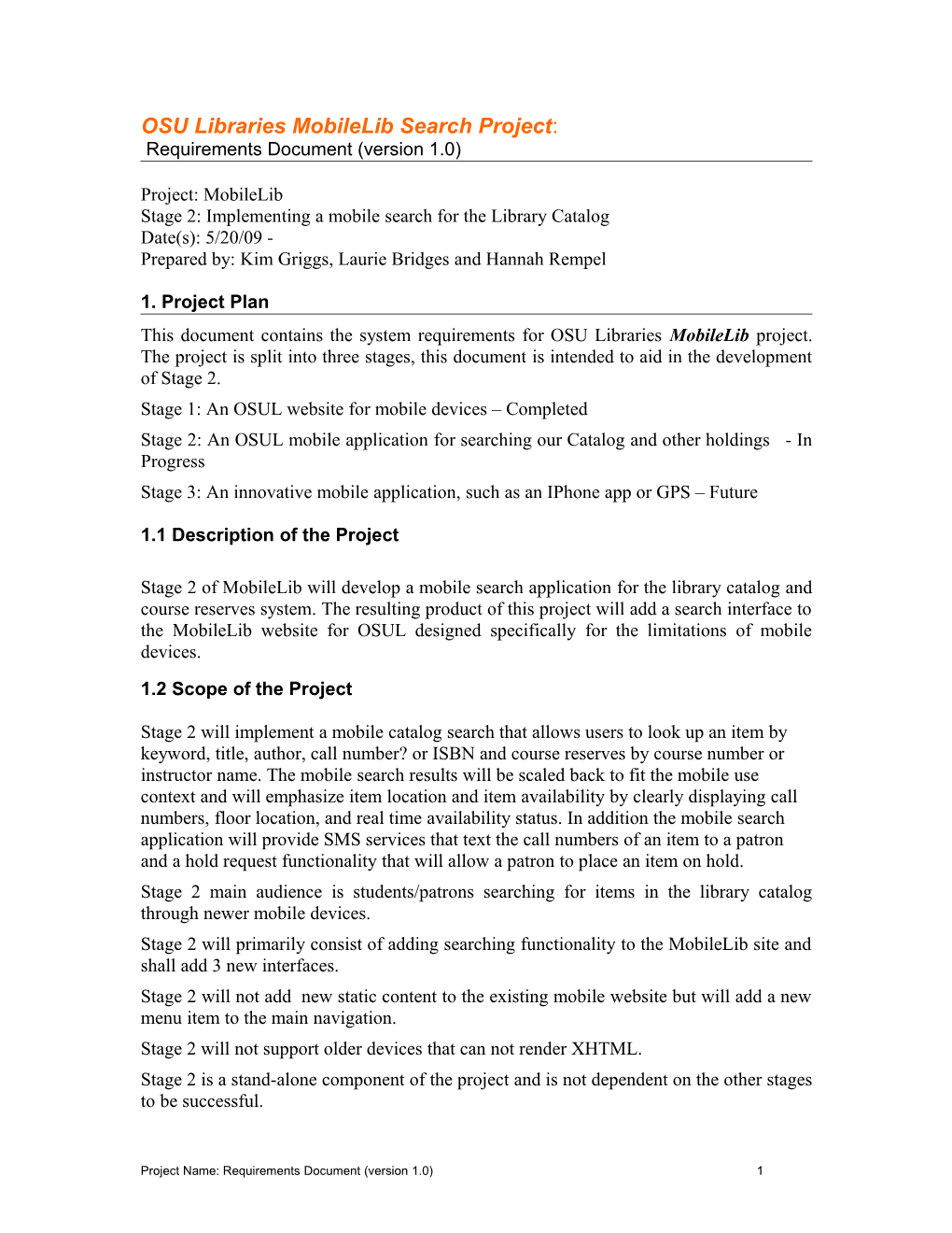 Requirements Document Template