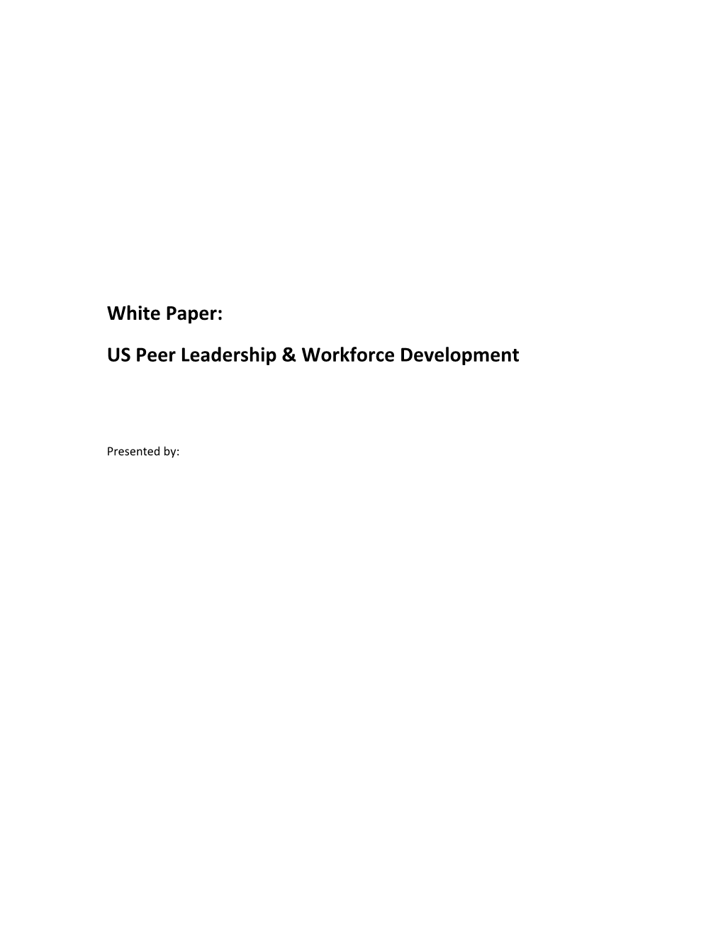 Peer Workforce and Development
