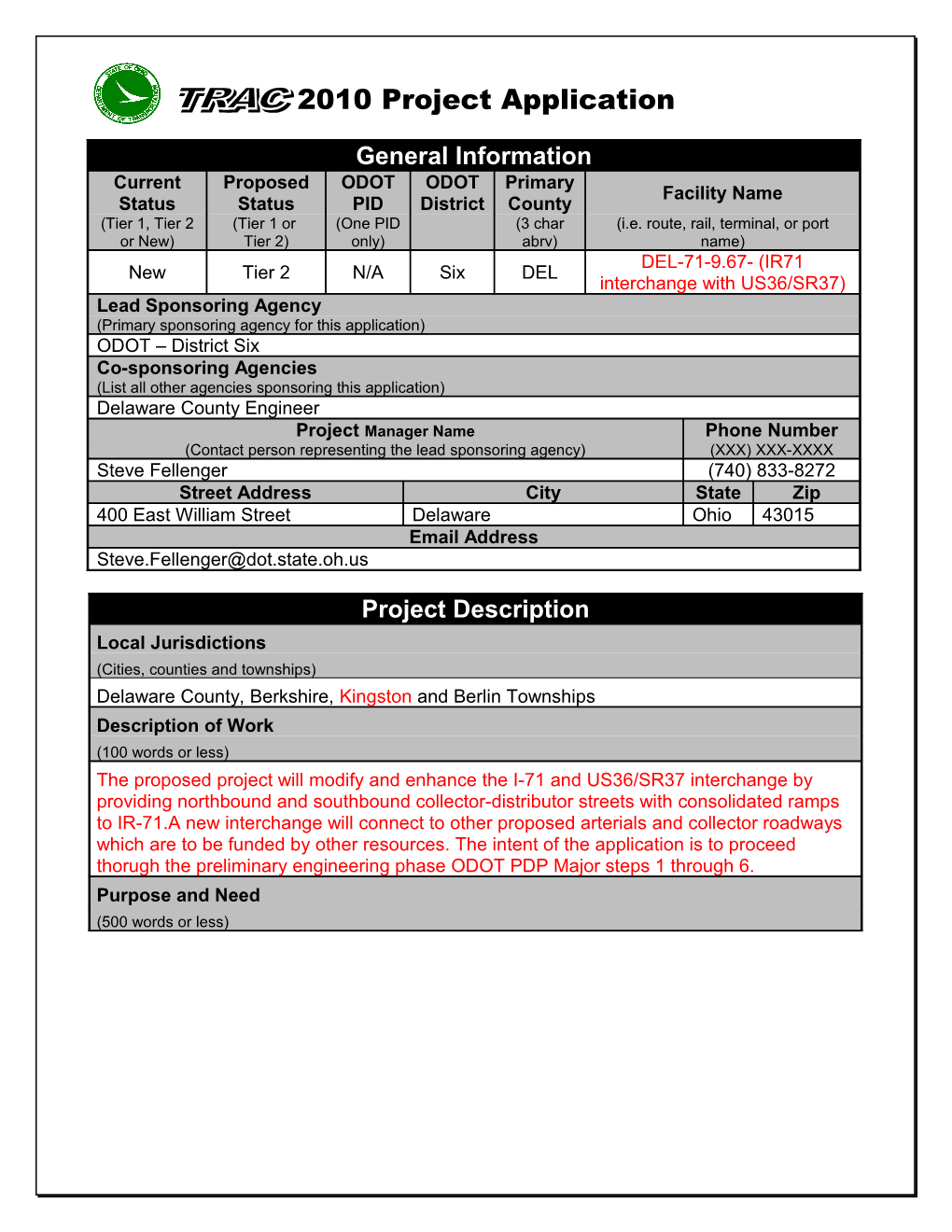 2010 TRAC - DEL-71 TRAC Application (Composite)