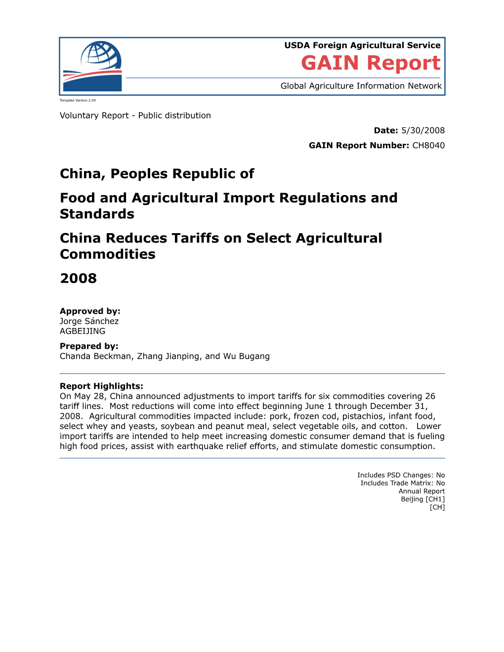 Food and Agricultural Import Regulations and Standards s14