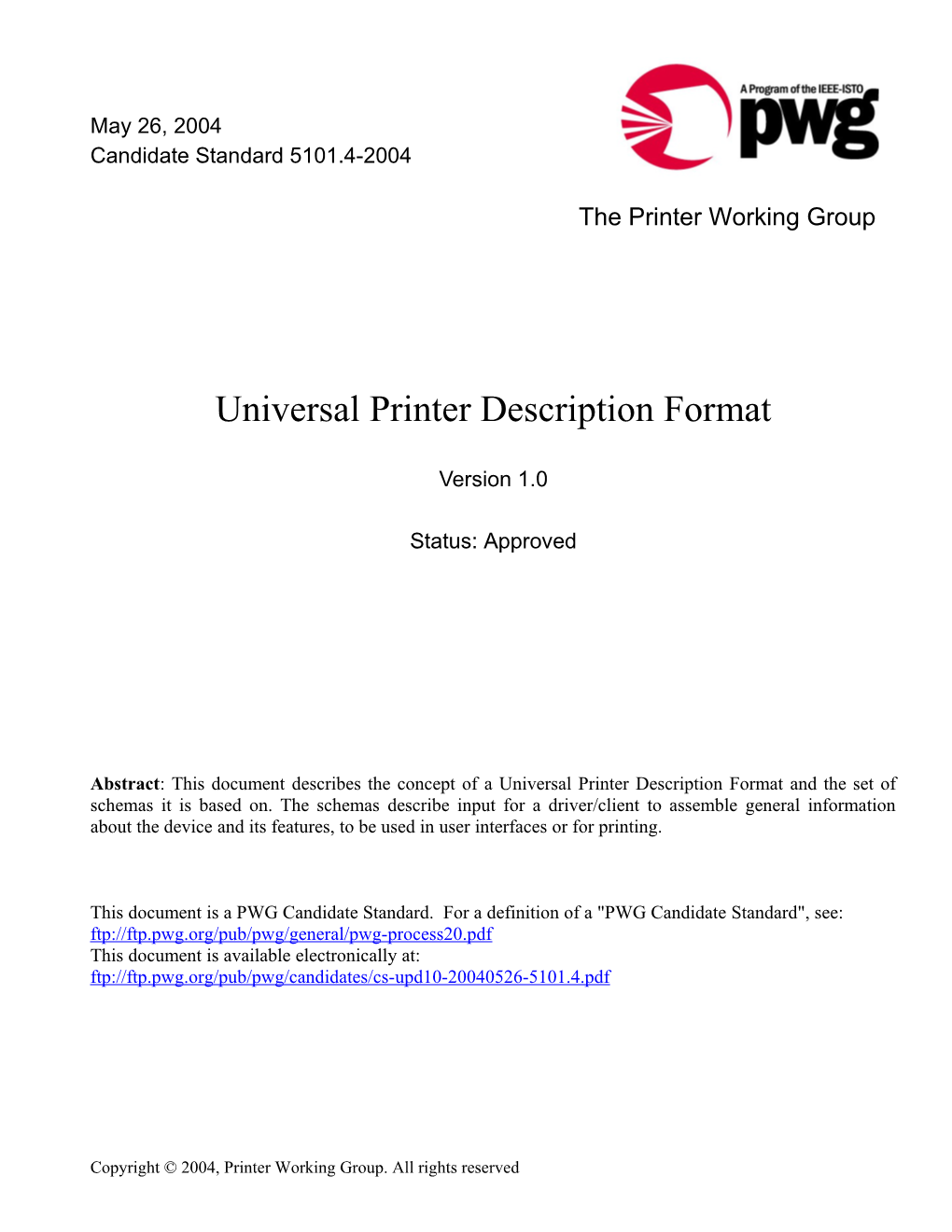 Universal Printer Description Format