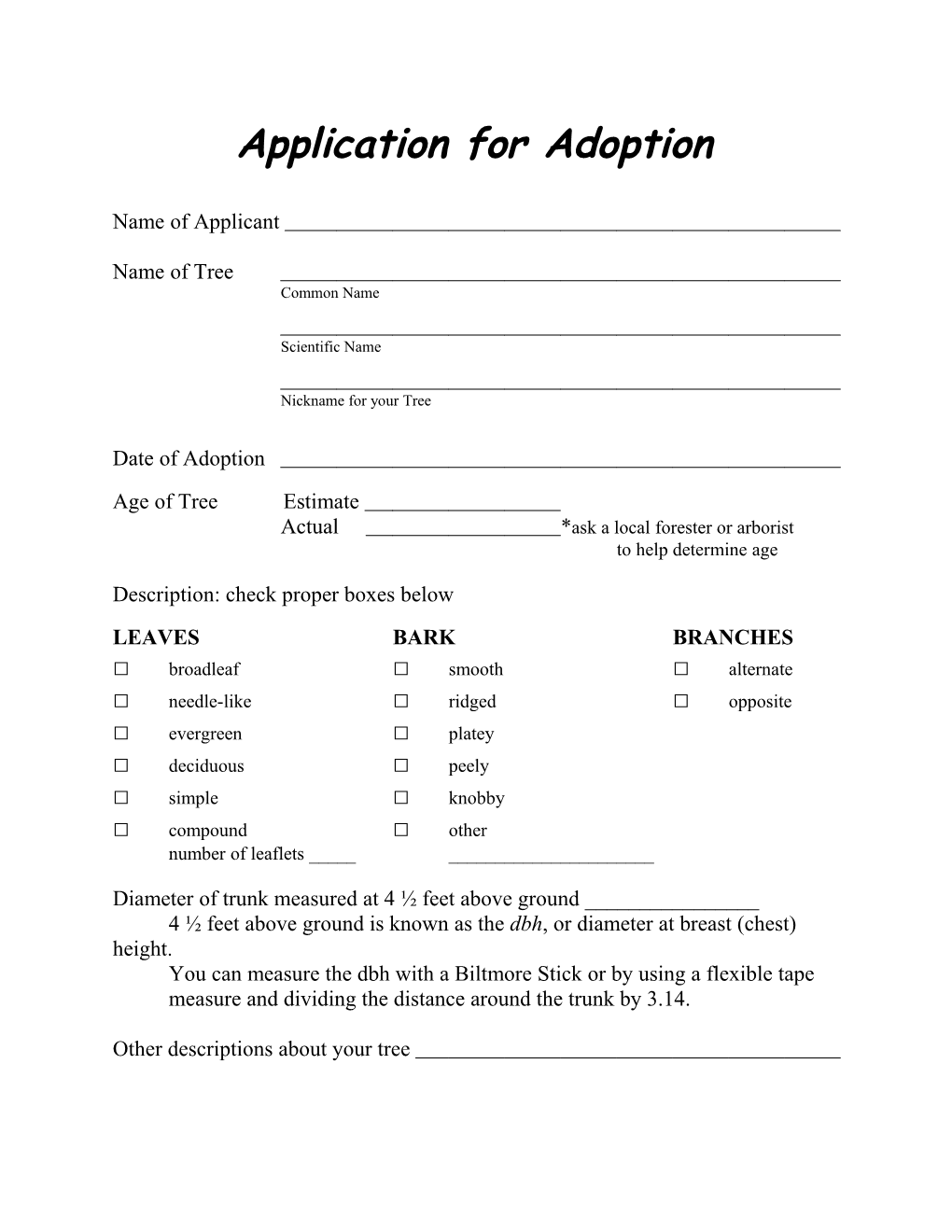 Application for Adoption