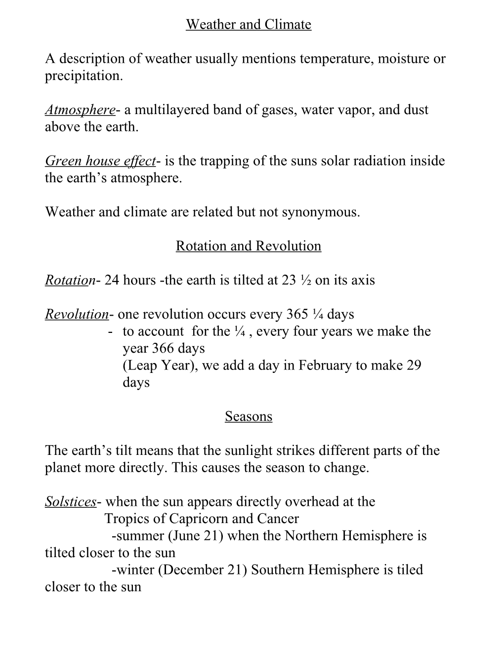 Weather and Climate s1