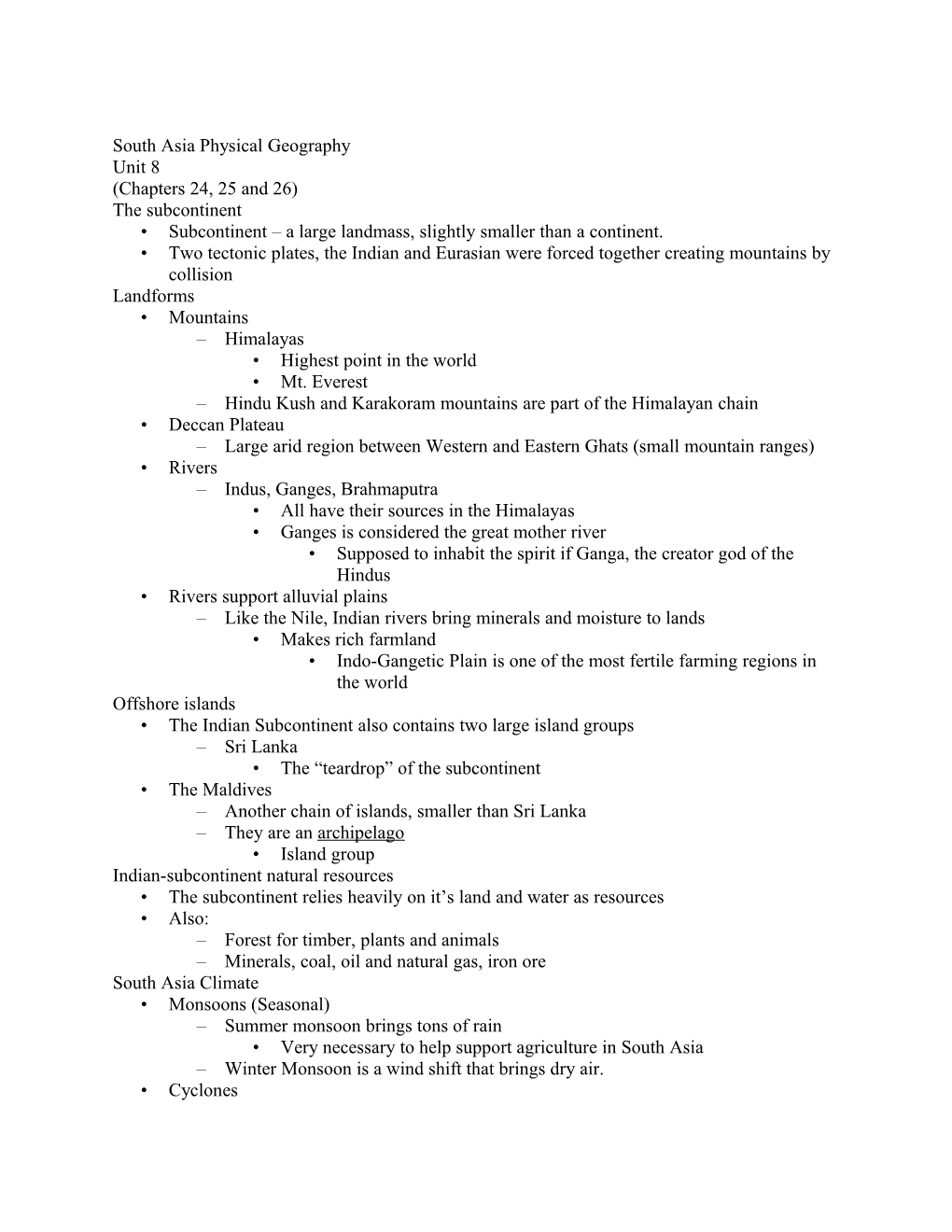 South Asia Physical Geography