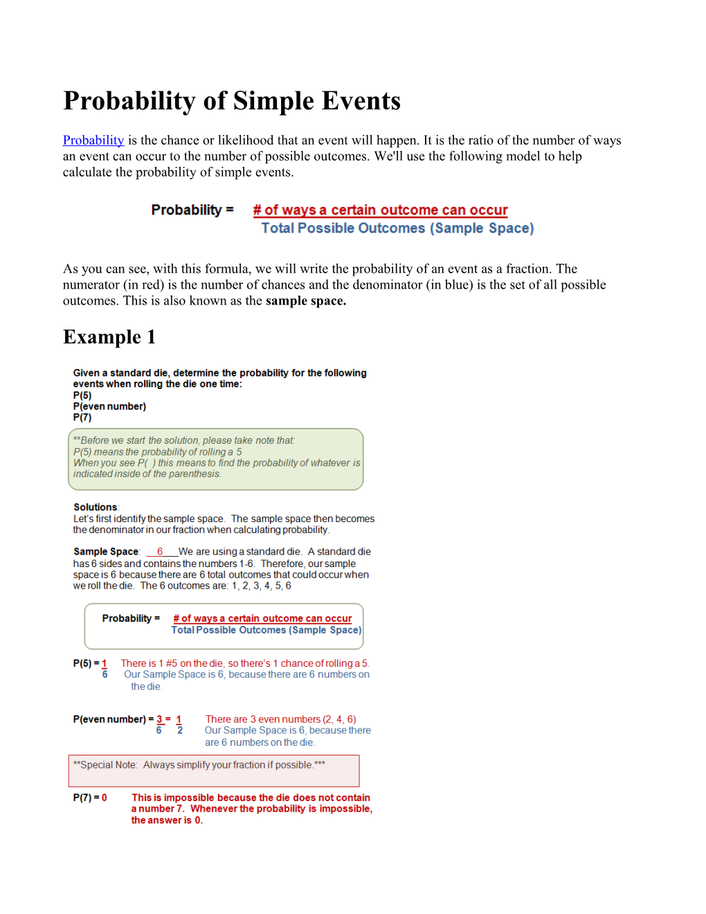 Probability of Simple Events