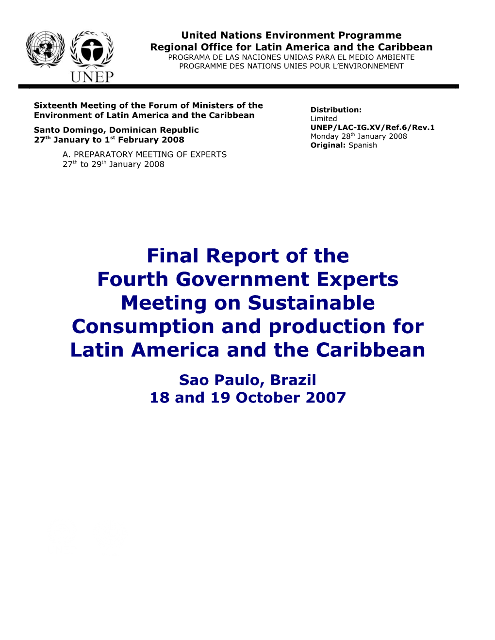 4 Meeting of Experts on Scp for Latin America and the Caribbean