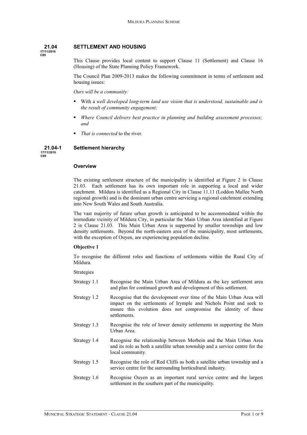 Mildura Planning Scheme