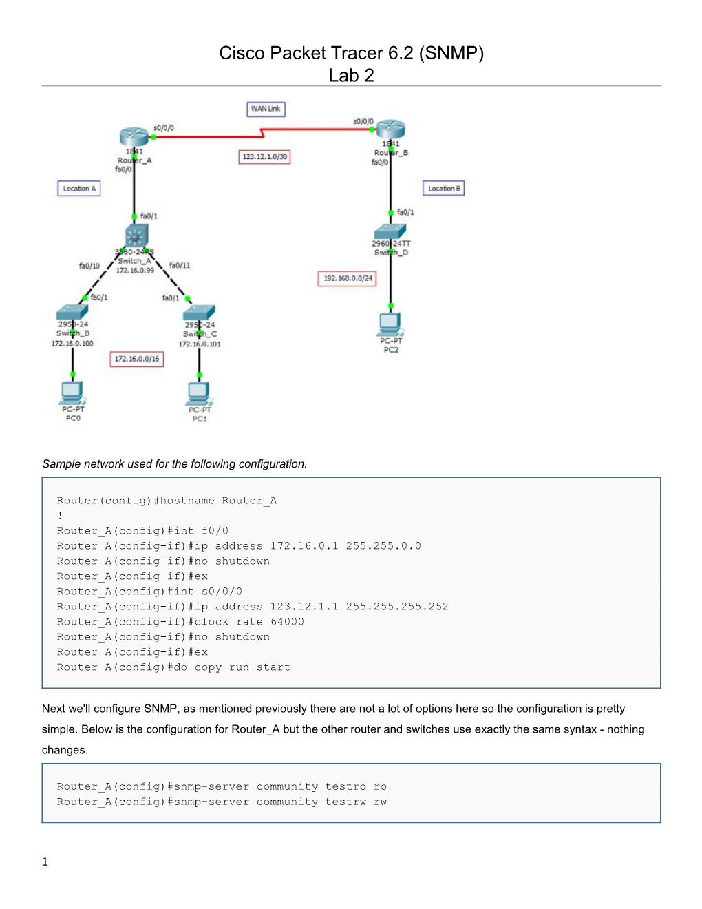 Sample Network Used for the Following Configuration