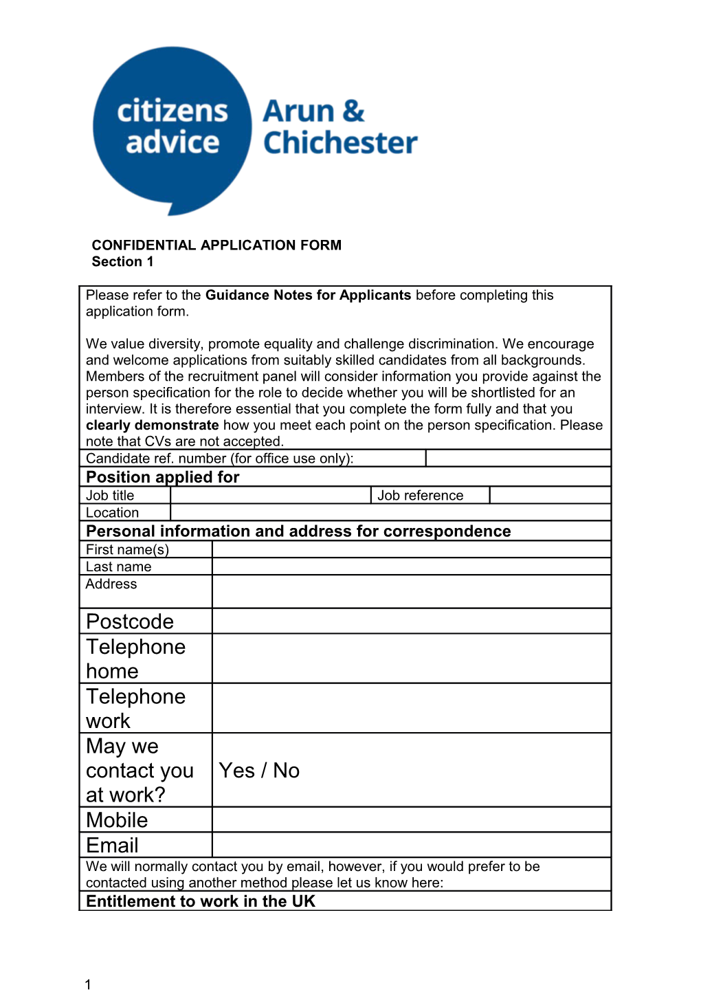 Paid Staff Model Application Form