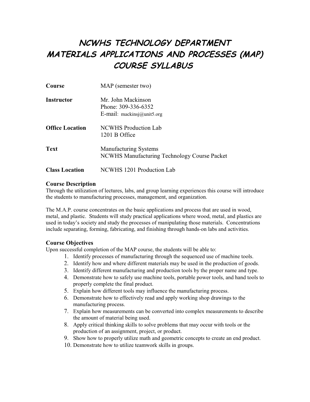 Materials Applications and Processes