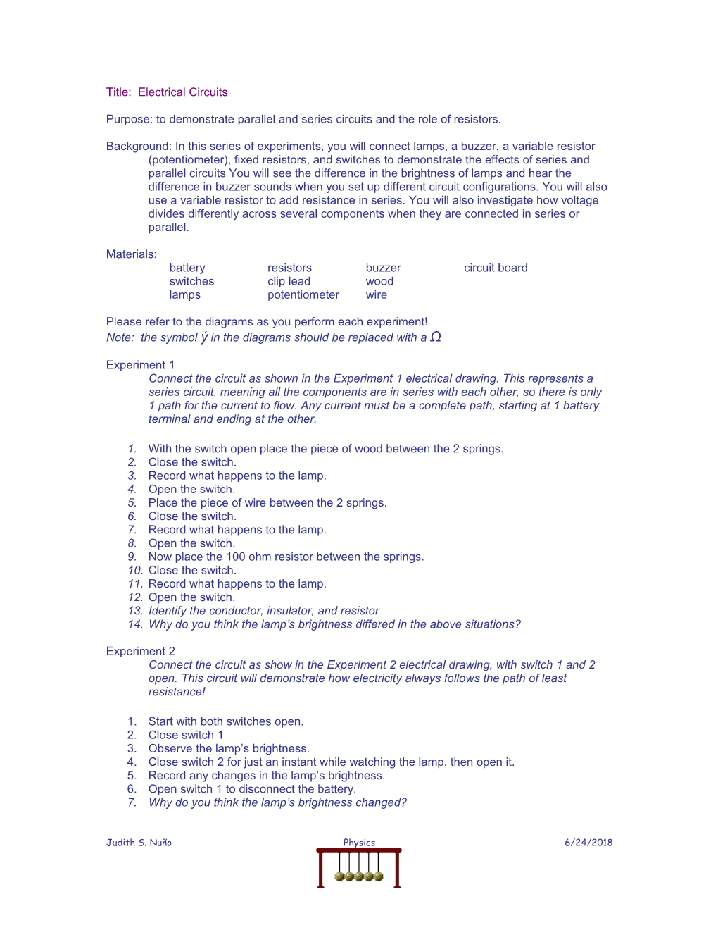 Title: Electrical Circuits