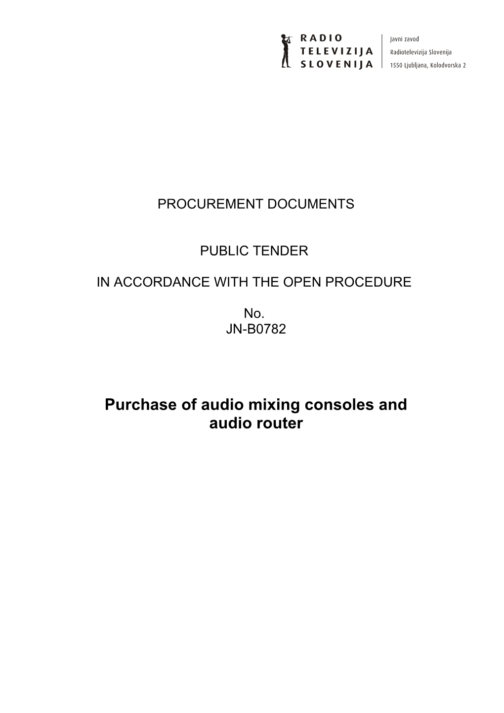 Procurement Documents JN-B0782