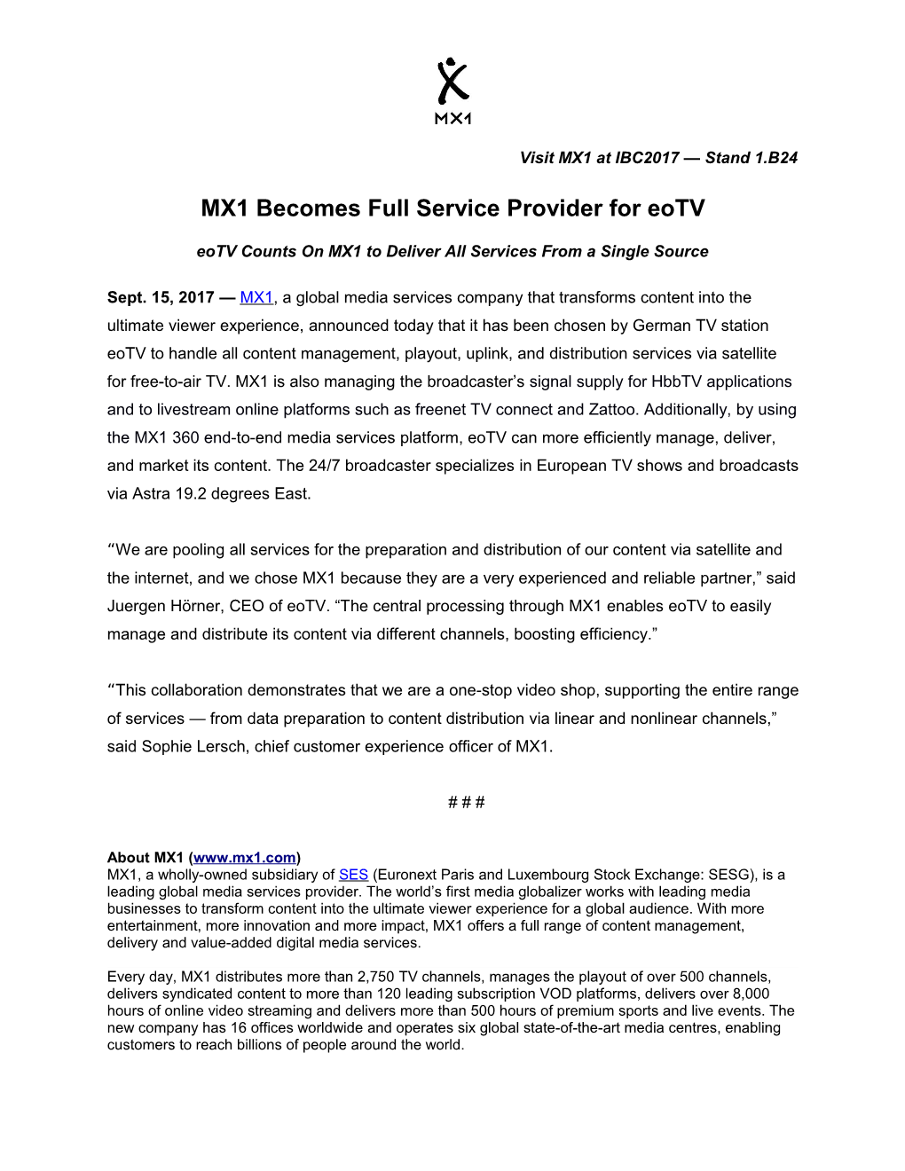 MX1 Becomes Full Service Provider for Eotv