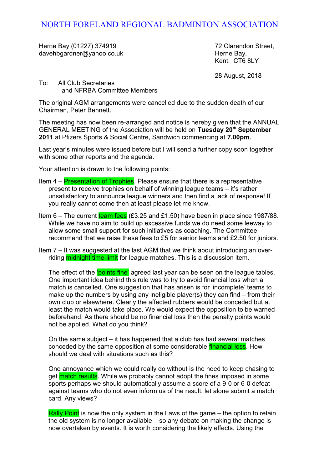 Agm Calling Letter