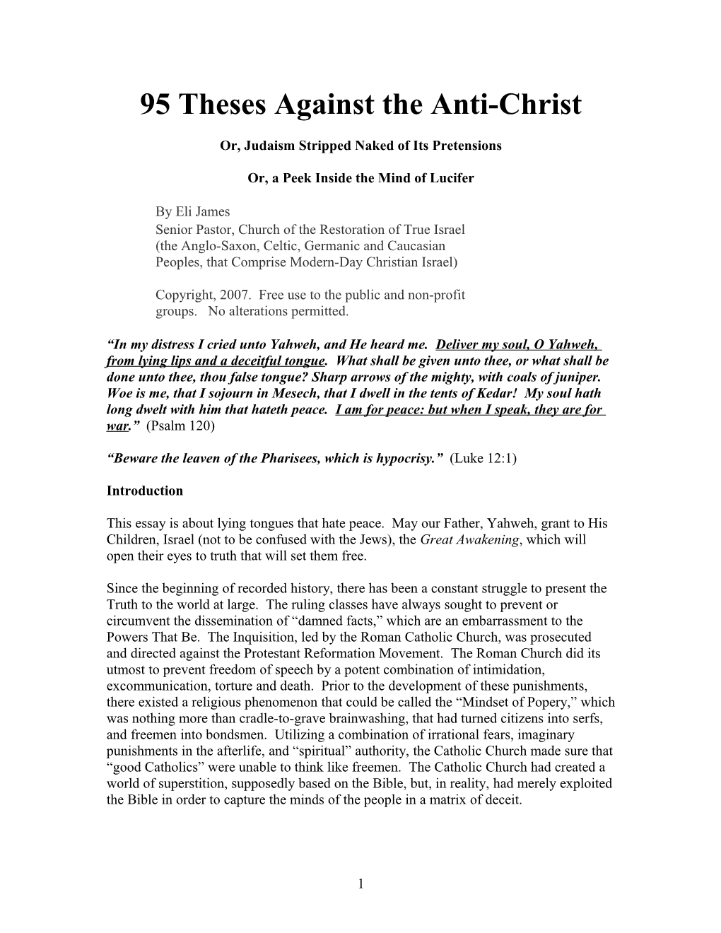 95 Theses Against the Anti-Christ