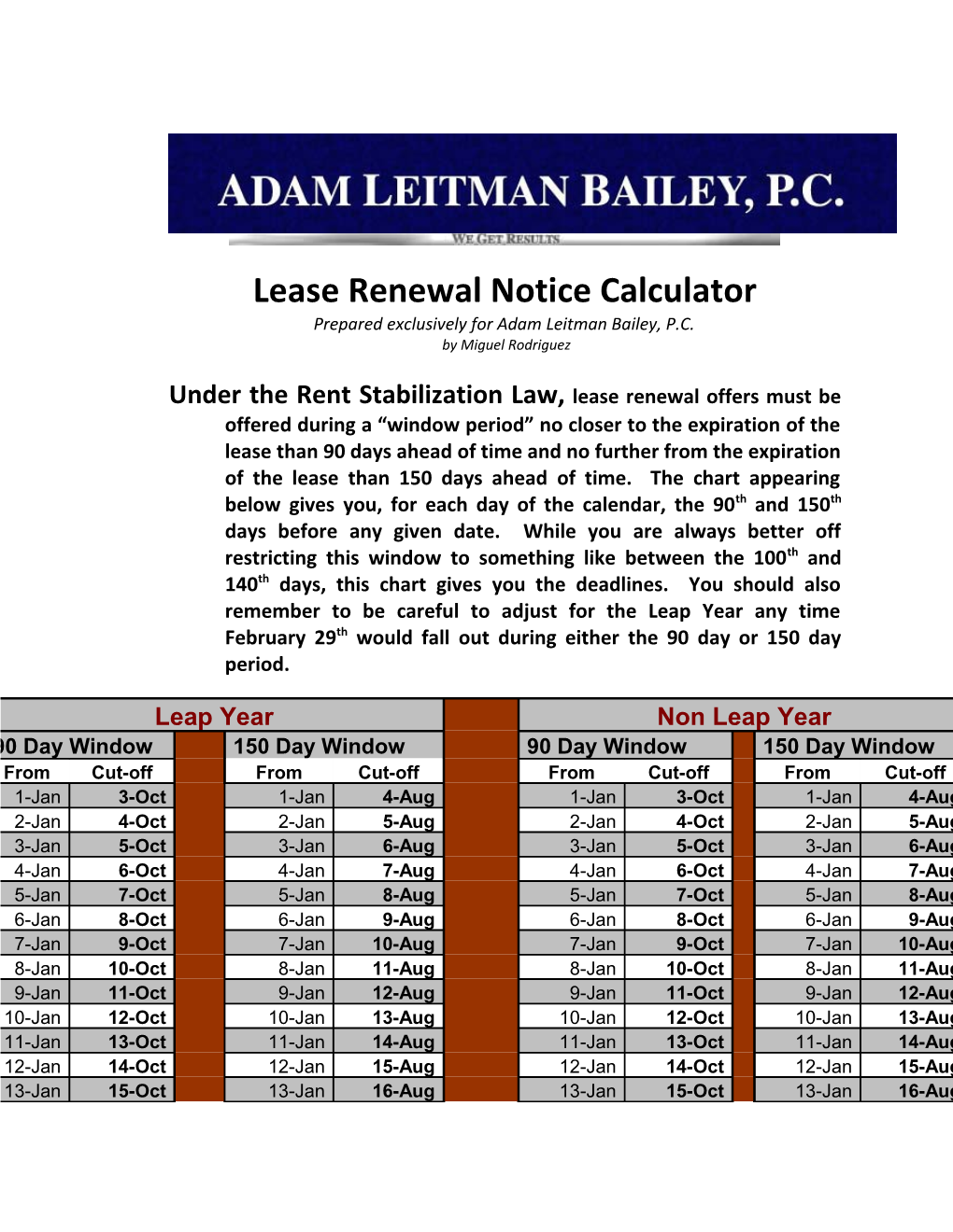 Adam Leitman Bailey, P.C. Lease Renewal Notice Calculator