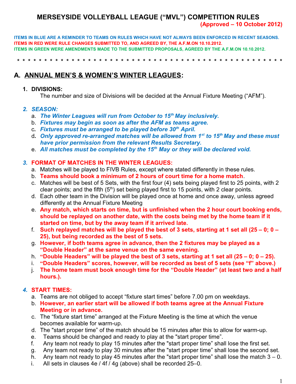 Merseyside Volleyball League Constitution