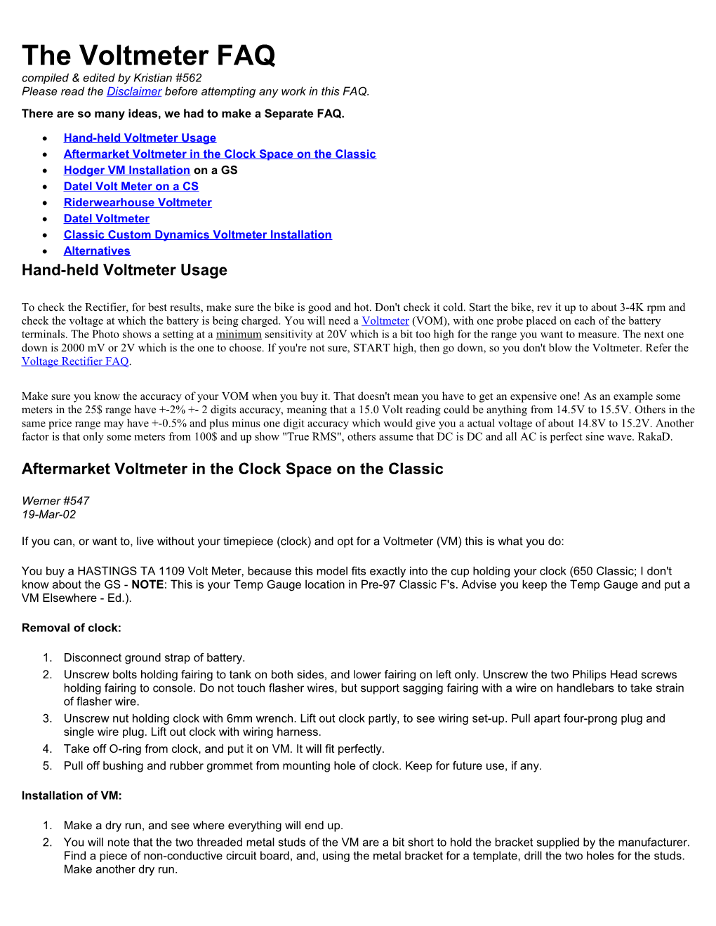 The Voltmeter FAQ