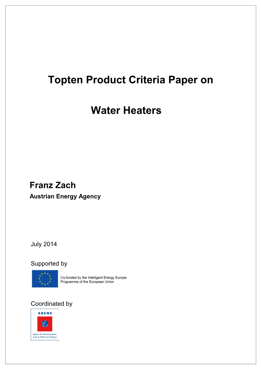 Topten Product Criteria Paper On