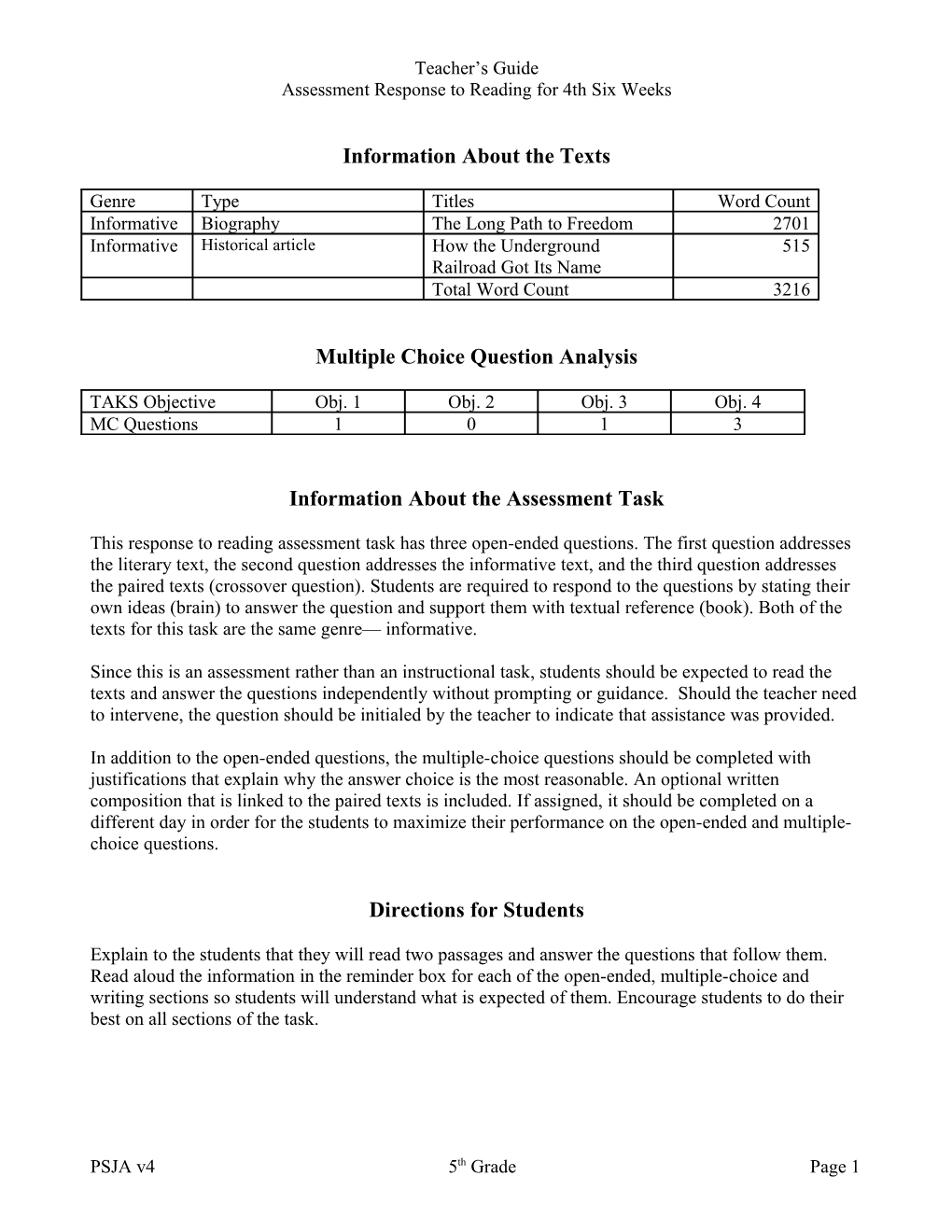 Response to Reading