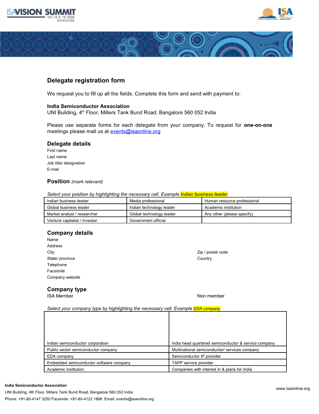 Delegate Registration Form