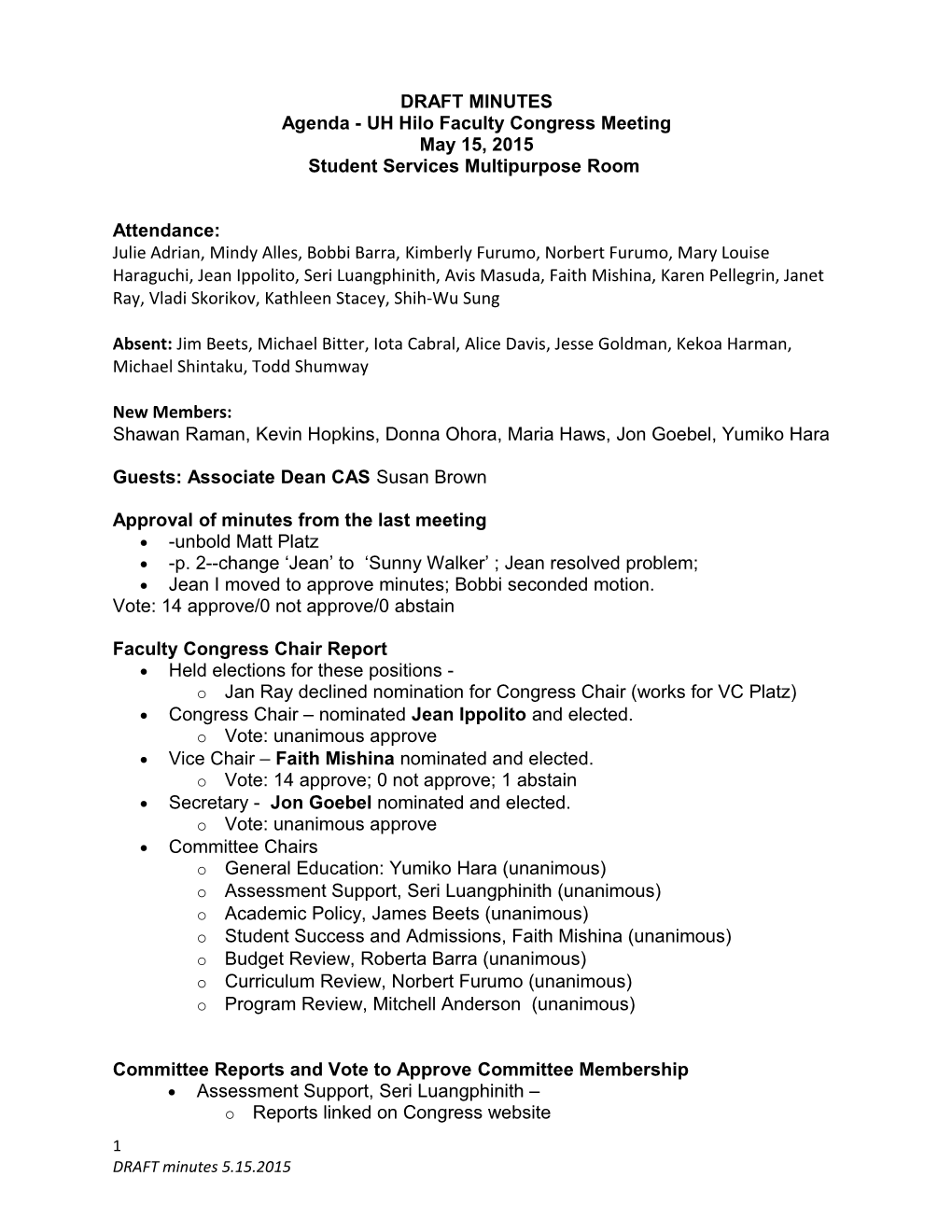 Agenda - UH Hilo Faculty Congress Meeting s1