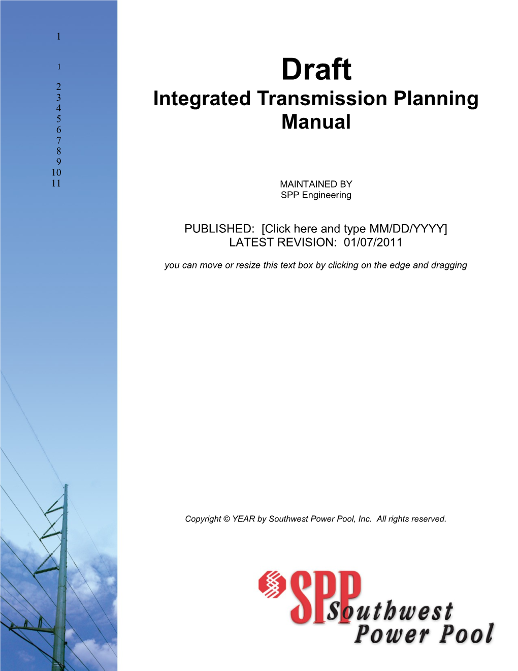 Draft Integrated Transmission Planning Manual