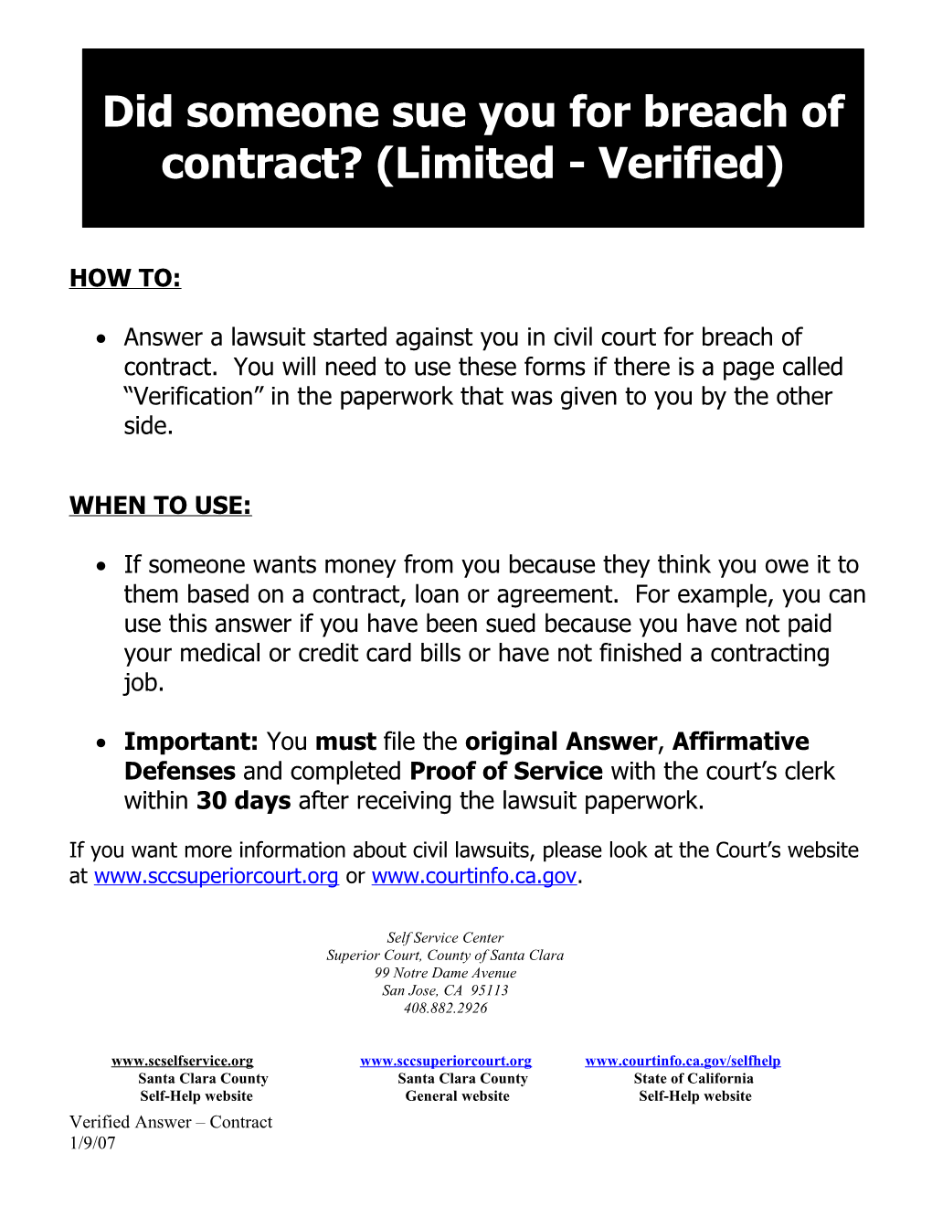 Answer a Lawsuit Started Against You in Civil Court for Breach of Contract. You Will Need