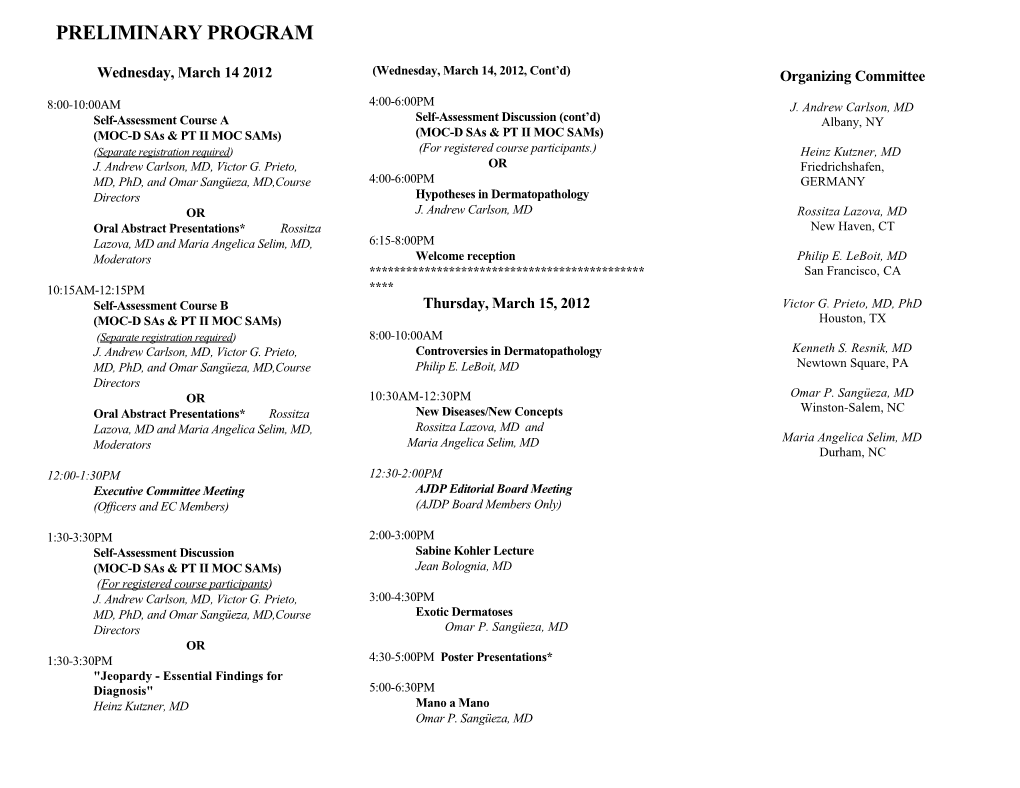 Preliminary Program