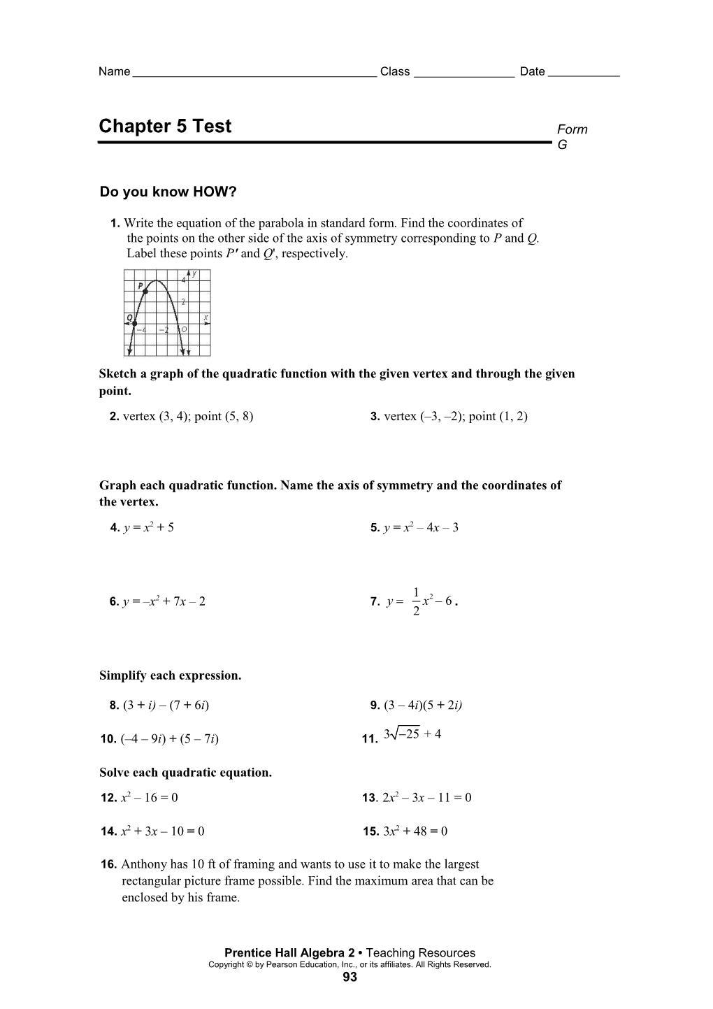 1. Write the Equation of the Parabola in Standard Form. Find the Coordinates Of