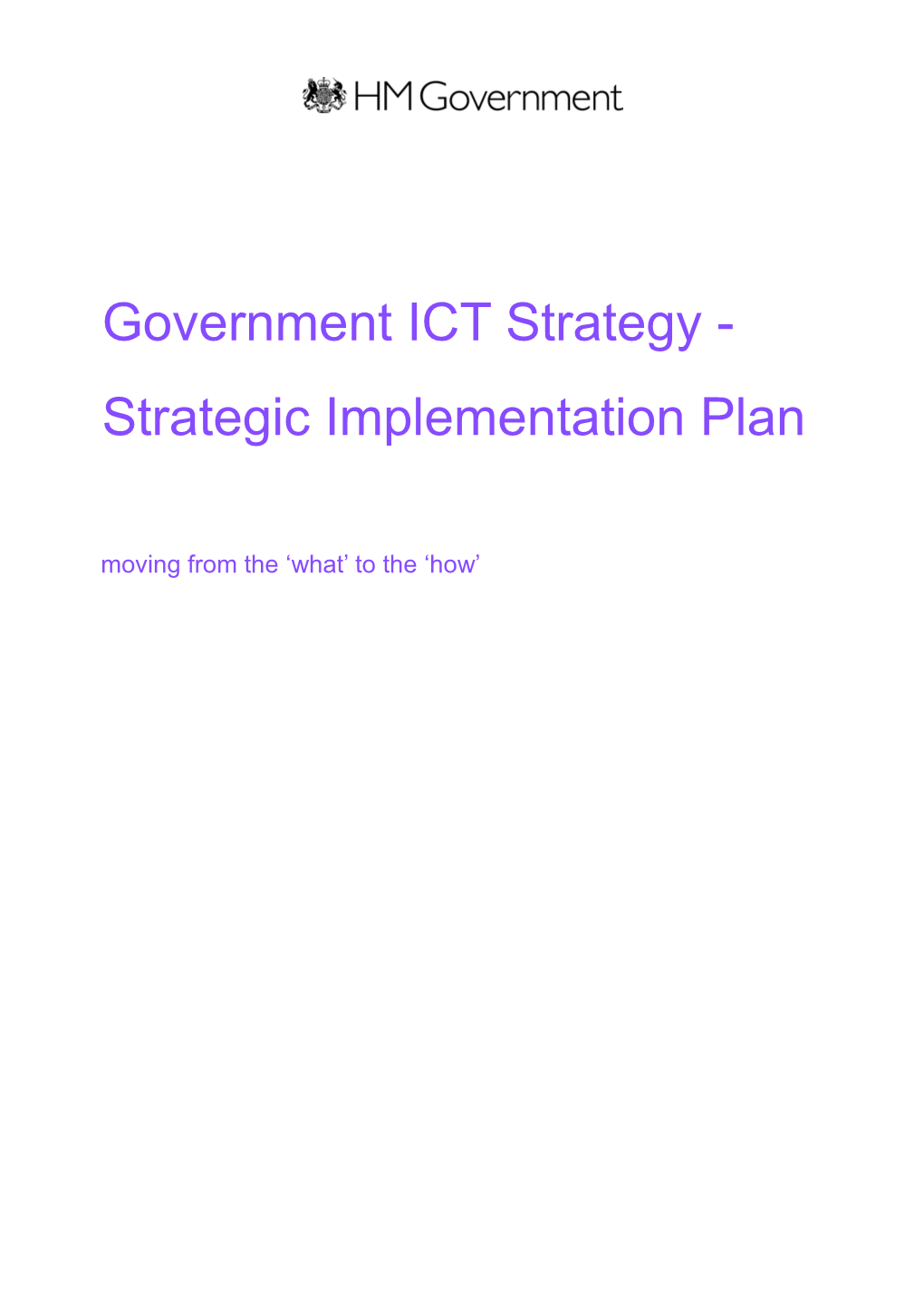 Government ICT Strategy - Strategic Implementation Plan
