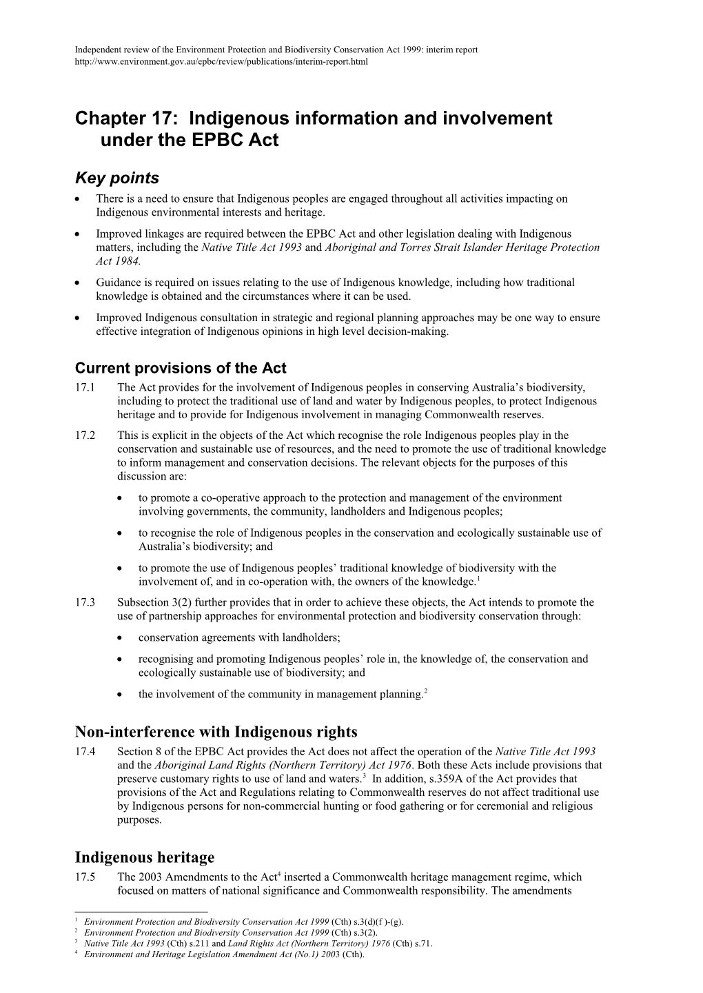 Indigenous Information and Involvement Under the EPBC Act (In: Independent Review of The