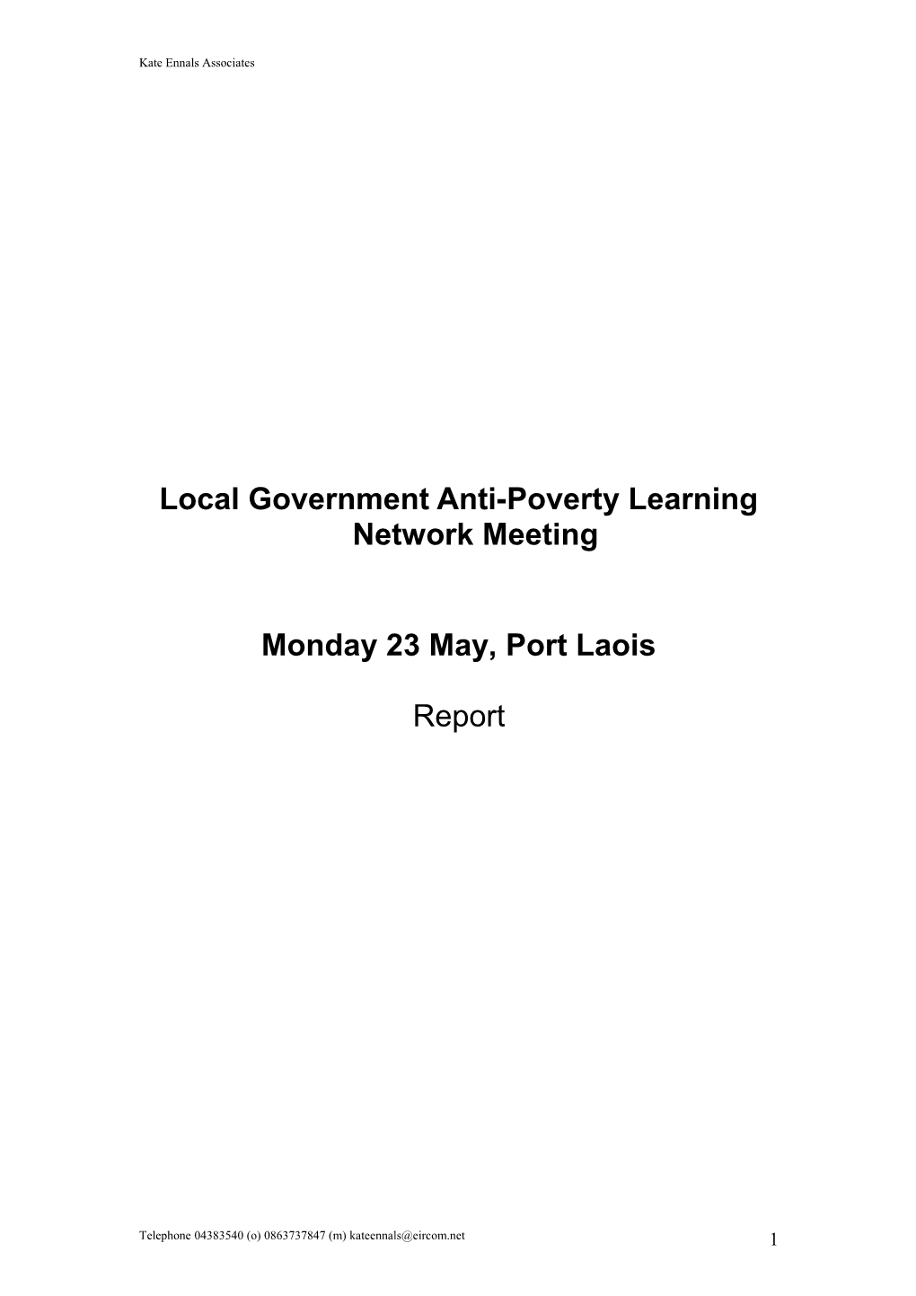 Local Government Anti-Poverty Learning Network Meeting