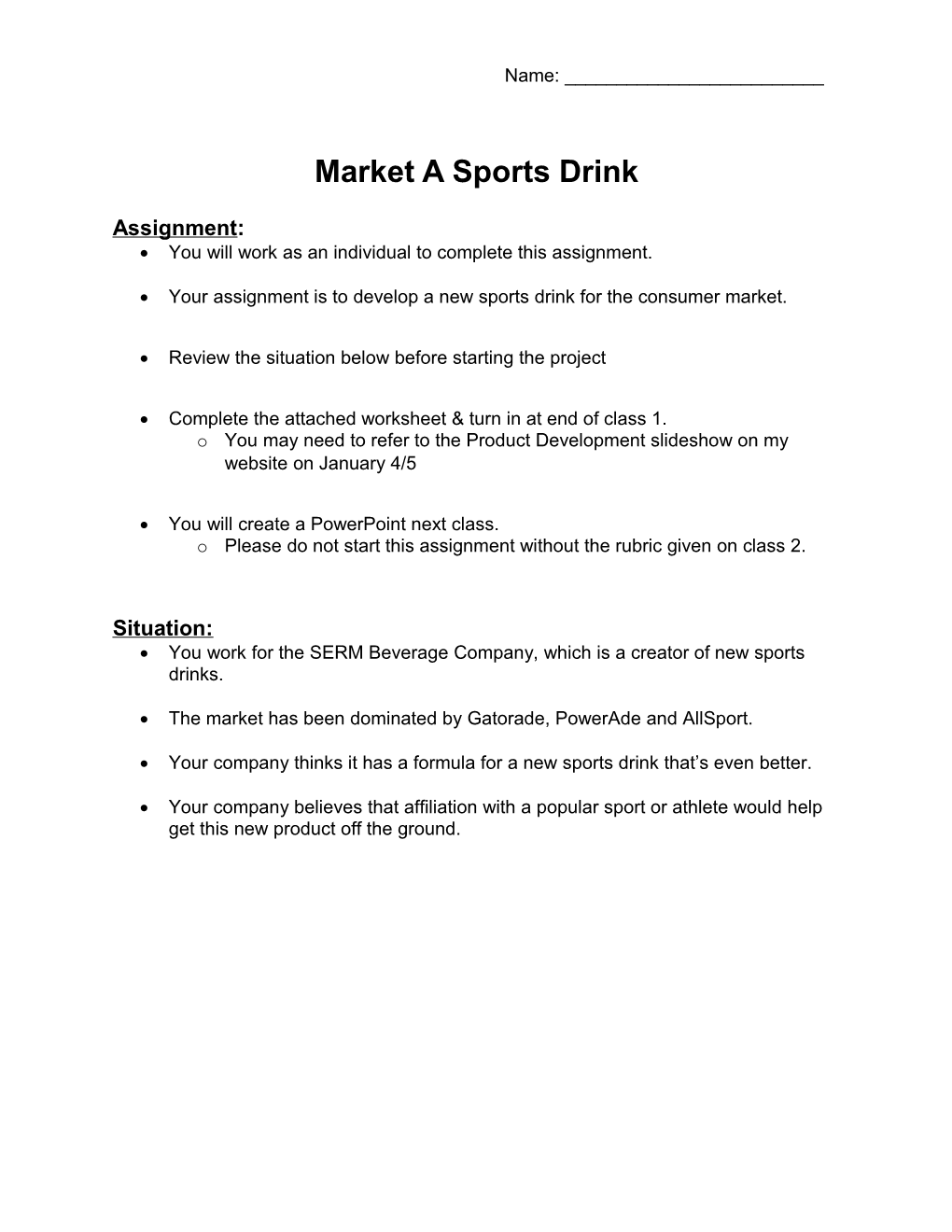 Market a Sports Drink