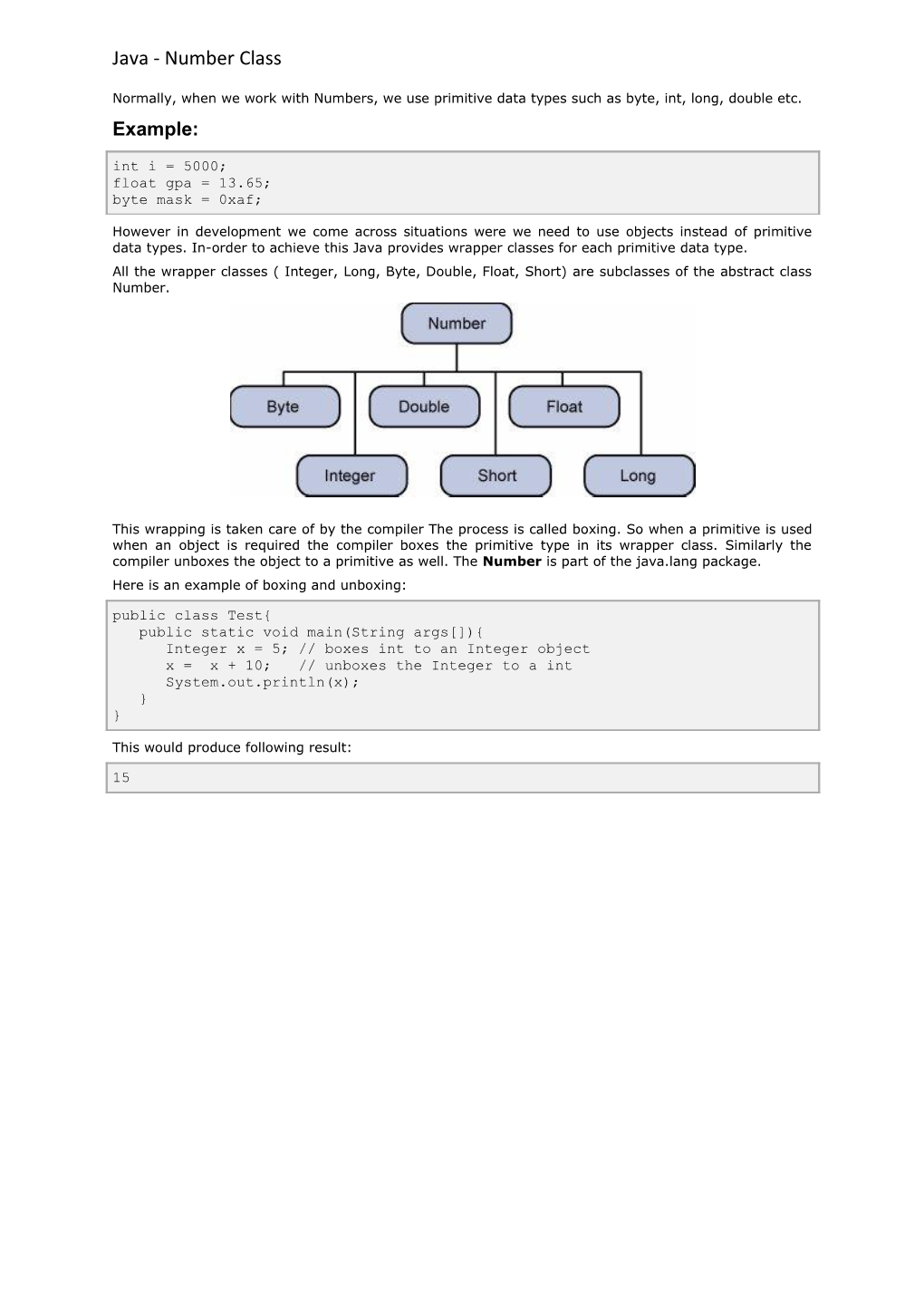 Java - Number Class