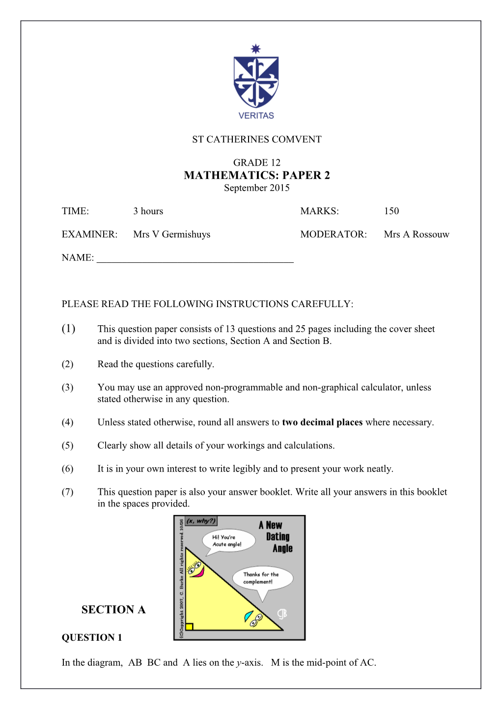 Grade 12 Preliminary Examinationst Catherines Conventpaper 2 - September 2015