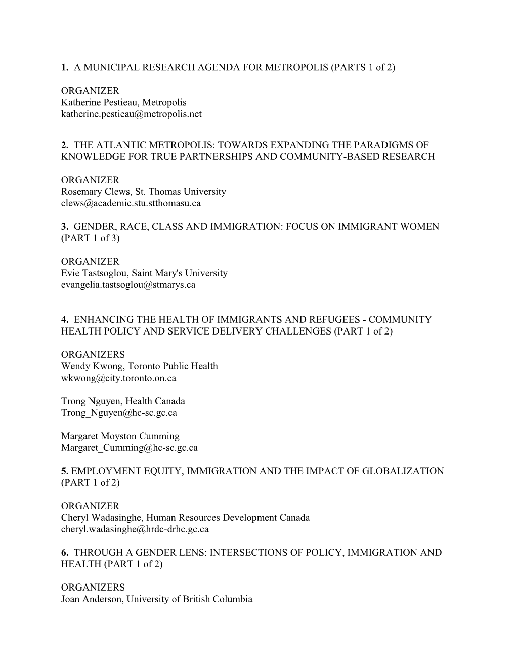 1. a MUNICIPAL RESEARCH AGENDA for METROPOLIS (PARTS 1 of 2)