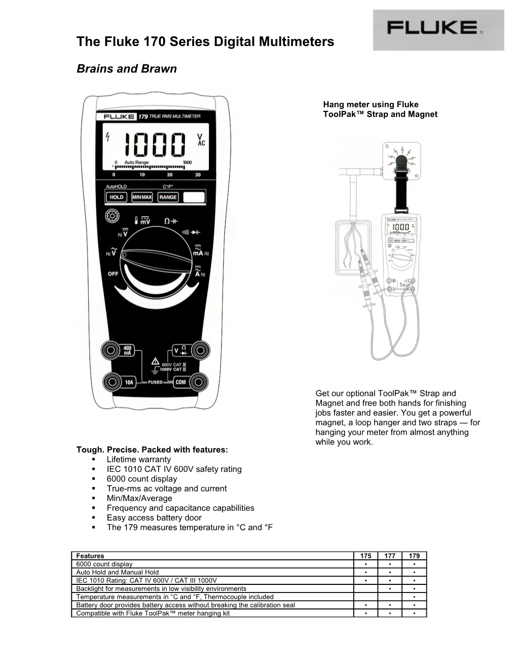 The Fluke 170 Series Digital Multimeters