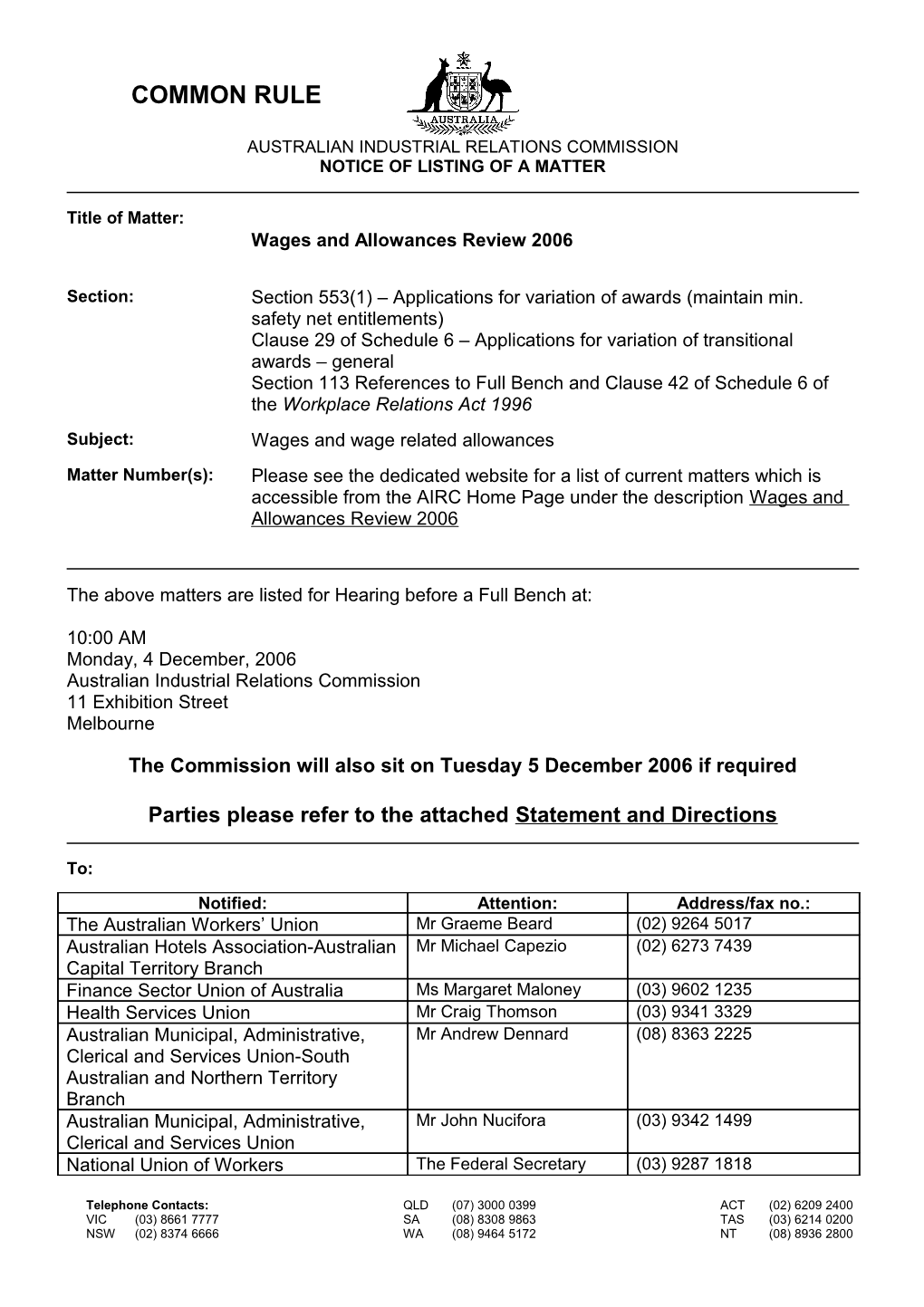 Australian Industrial Relations Commission