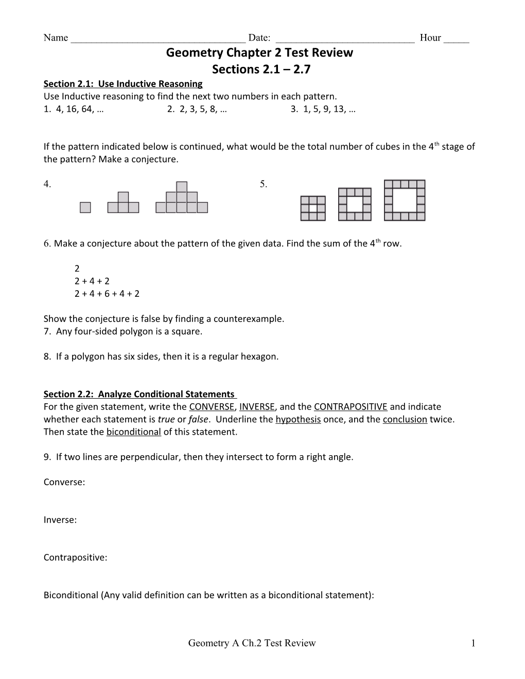 Section 2.1: Use Inductive Reasoning