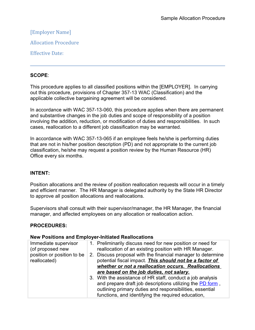 Sample Allocation Procedure