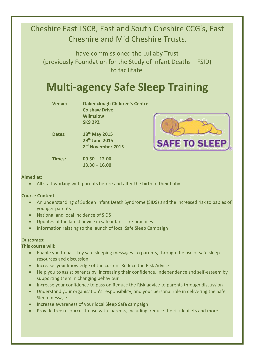 Safe Sleep Flyer