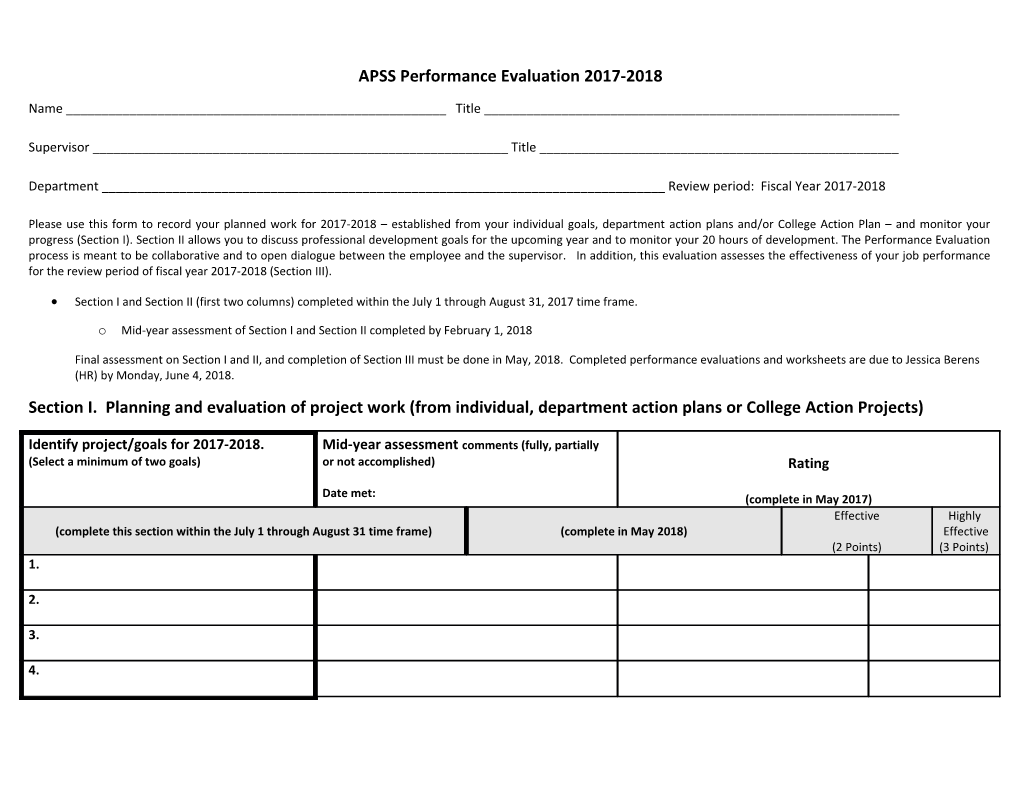 APSS Performance Evaluation2017-2018