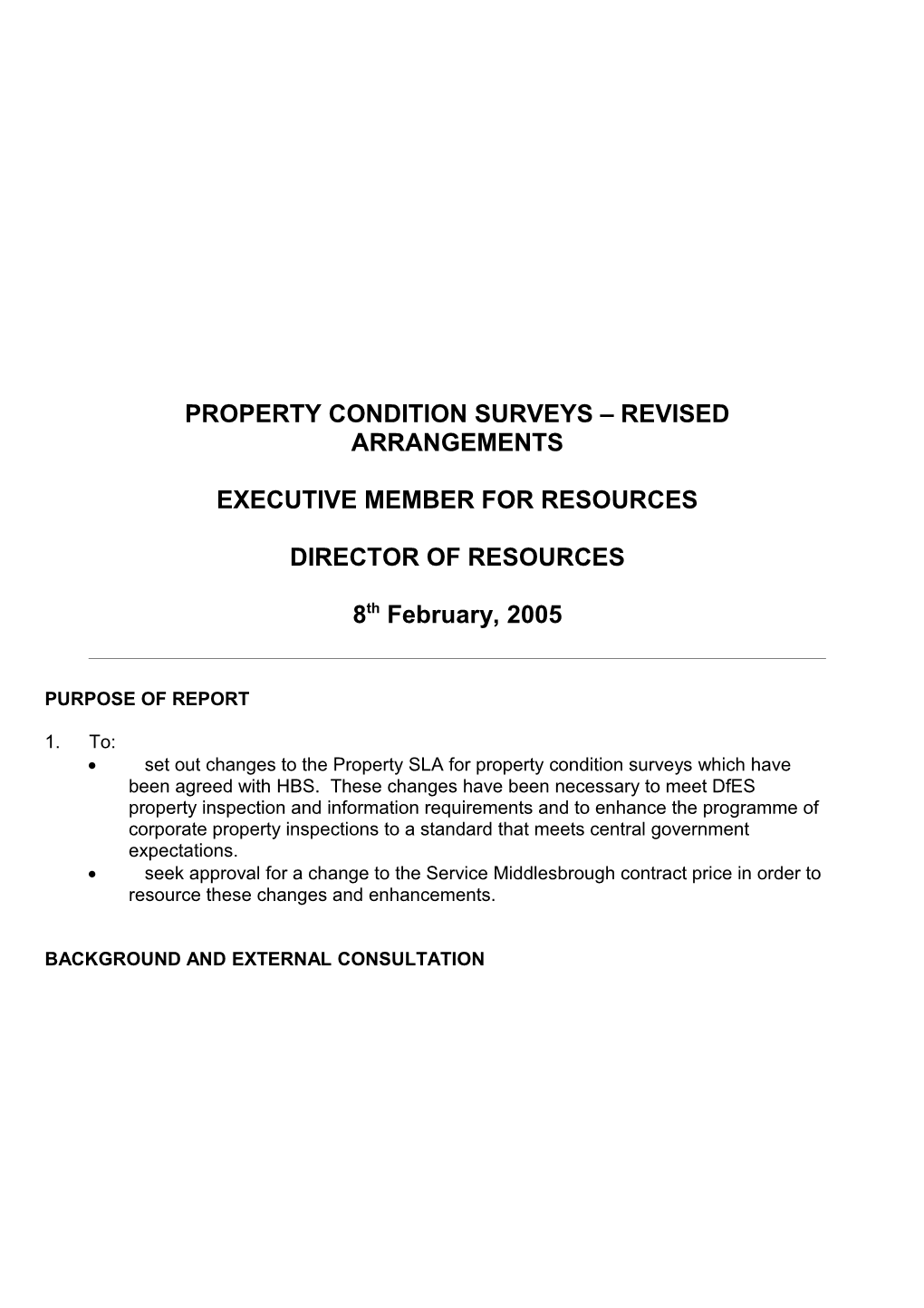 Property Condition Surveys Revised Arrangements