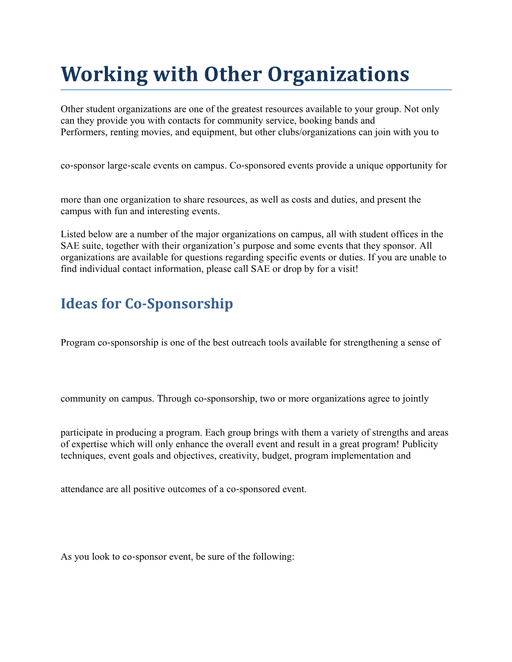 Working with Other Organizations