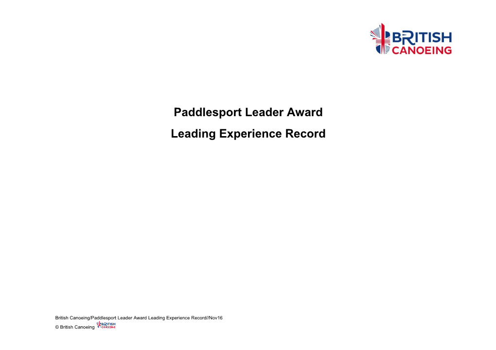 Paddlesport Leader Award