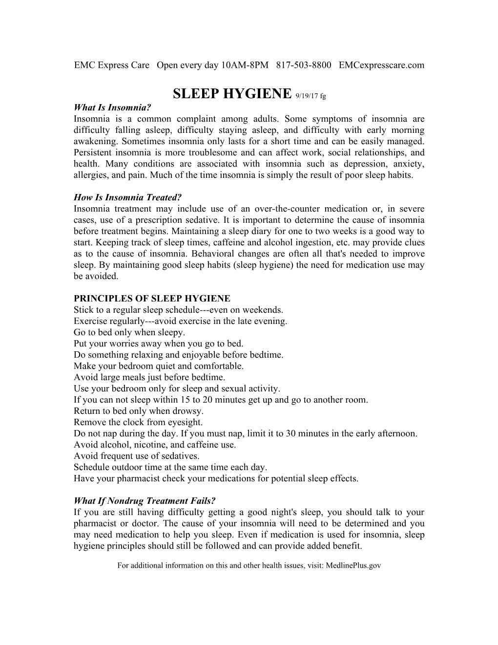 Patient Tips on Getting to Sleep