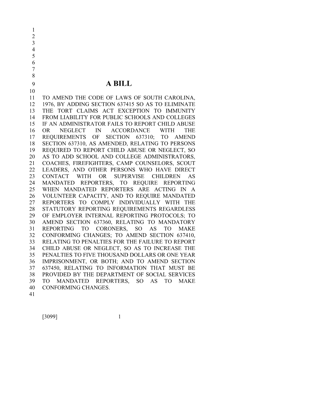 2015-2016 Bill 3099 Text of Previous Version (Dec. 11, 2014) - South Carolina Legislature Online